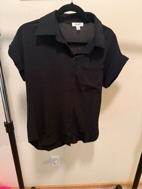 Fashion Nova Black Short-Sleeve Button-Down Shirt with short set